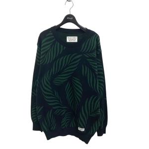 ワコマリア WACKO MARIA 23SS LEAF JACQUARD SWEATER ニット 23SS-WMK-KN13 ブラック サイズ：L｜kindal