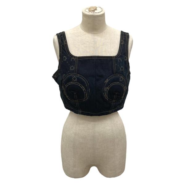 【値下げ】marine serre 24SS デニムビスチェ WT0078 ブラック サイズ：36 ...