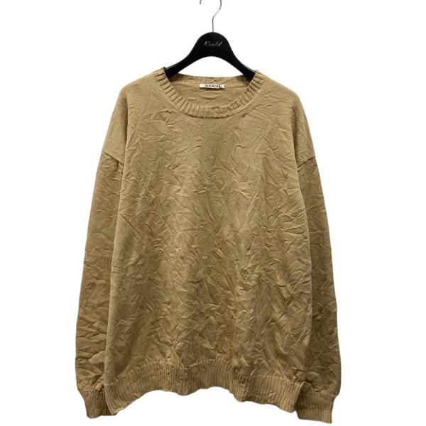 【値下げ】AURALEE WRINKLED DRY COTTON KNIT P O クルーネックニッ...