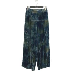 エムエーエスユー MASU VELVET ZIPPER EASY PANTS ベロアパンツ MFFW-PT0723T ブルー×グリーン サイズ：42