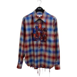エムエーエスユー MASU 22AW RAINBOW DUST SHIRT 長袖シャツ MVFW-SH0122 レッド×ブルー サイズ：46