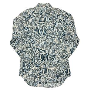 【値下げ】DIOR×Shawn Stussy 総柄シャツ 013C502A4935 ホワイト×ブルー サイズ：38 (京都店)