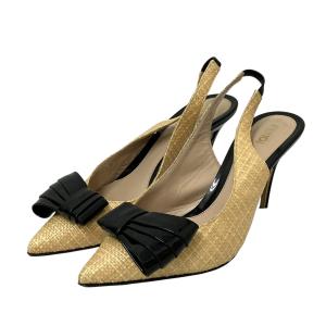 フェンディ FENDI パンプス ベージュ×ブラック サイズ：37