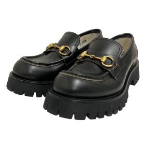 グッチ GUCCI ビー エンブロイダリー ホースビット ローファー 577236 ブラック サイズ：37 1/2