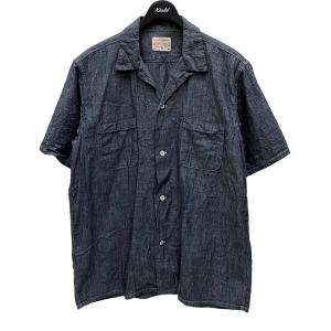 ボンクラ BONCOURA シャンブレーオープンカラー半袖シャツ ブルー サイズ：38｜kindal