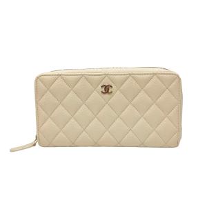 CHANEL シャネル ココマーク キャビンアスキン 長財布 ホワイト CHANEL（シャネル） 財布 レディース ブランド 二つ折り財布 長財布