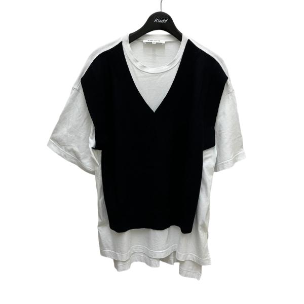 エンフォルド ENFOLD ニットドッキングTシャツ 300EA280-2190 ホワイト×ブラック...