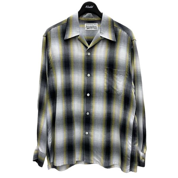 ワコマリア オンブレチェック オープンカラーシャツ グレー サイズ：M WACKO MARIA