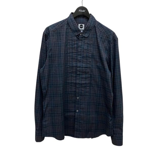 バグッタ BAGUTTA チェック 長袖シャツ 04185 グレー×グリーン サイズ：L