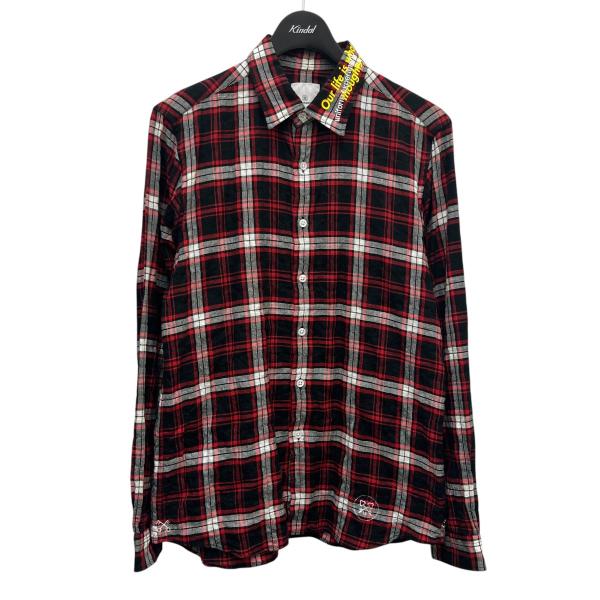【値下げ】uniform experiment チェック 長袖シャツ UE-180014 ブラック×...