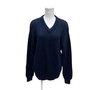 クリスチャンディオールムッシュ Christian Dior MONSIEUR Vネックケーブルニット K-8280 ネイビー サイズ：L