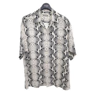 ワコマリア WACKO MARIA HAWAIIAN SHIRT S／S TYPE-7　半袖オープンカラーシャツ ホワイト／ブラック サイズ：L