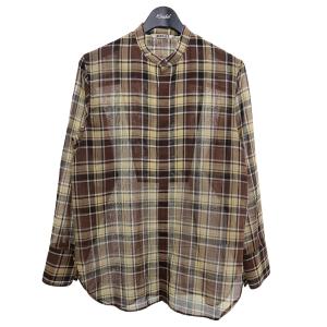 オーラリー AURALEE 21AW WOOL RECYCLE POLYESTER SHEER CLOTH STAND COLLAR SHIRT チェ｜kindal