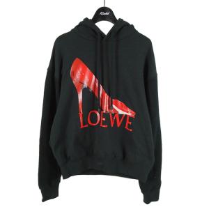 【値下げ】LOEWE Loewe pump cotton hoodie 22AW プリントパーカー S540Y24X07 ブラック サイズ：XS (和歌山店)｜kindal