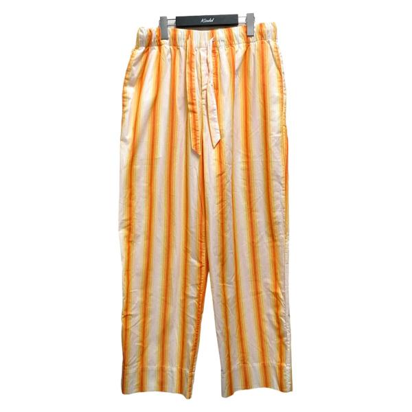 【値下げ】TEKLA Poplin Pyjama Pants ストライプイージーパンツ オレンジ×ホ...