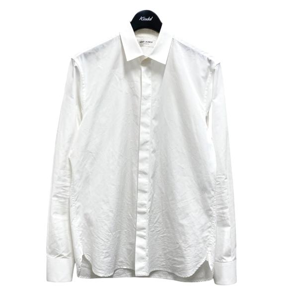 サンローランパリ 比翼シャドーストライプドレスシャツ 564269 ホワイト サイズ：38 SAIN...