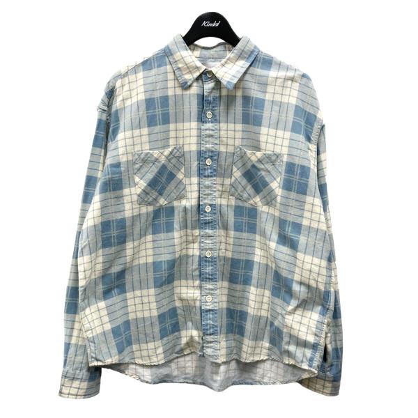【値下げ】UNUSED Check shirt チェックシャツ 23AW US2384 ブルー×アイ...