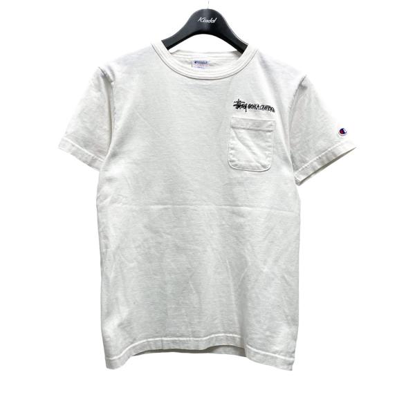 ステューシー×チャンピオン stussy×Champion 胸ポケットTシャツ T1011 ホワイト...