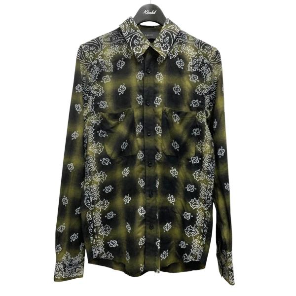 【値下げ】AMIRI BLEACH BANDANA SHADOW PLAID 総柄シャツ SR3DL...