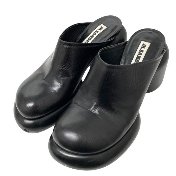 【値下げ】JIL SANDER ブロックヒールサンダル JS38035A ブラック サイズ：36 (...