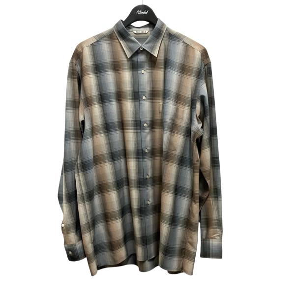 オーラリー AURALEE チェック長袖シャツ A20AS01LC グレー×ベージュ サイズ：4