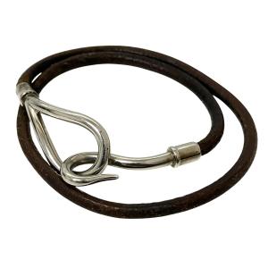エルメス HERMES ジャンボ レザーブレスレット ブラウン