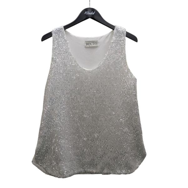 【値下げ】RECTO スパンコールワンピース ホワイト サイズ：S (EC)