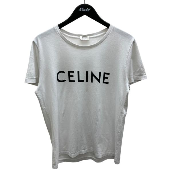 セリーヌ CELINE ロゴプリントTシャツ ホワイト×ブラック サイズ：L