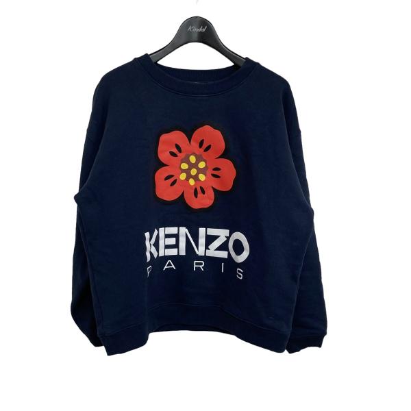 【値下げ】KENZO 「Boke Flower」 ロゴプリントスウェット ネイビー サイズ：S (名...