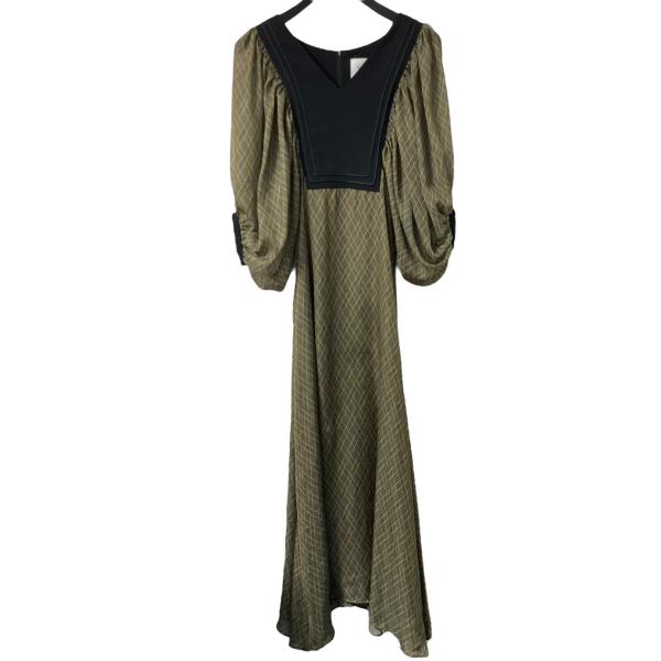 【値下げ】AMERI パフスリーブ半袖ワンピース 02310521150 オリーブ サイズ：M (E...