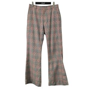 【値下げ】MASU 23AW GLEN PLAID FLARE TROUSERS ワイドパンツ MFFW PT1623 ホワイト×ブラック サイズ：4