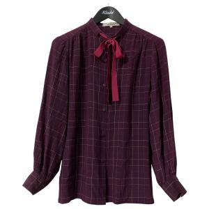 クリスチャンディオール Christian Dior シルクリボンシャツ パープル サイズ：L