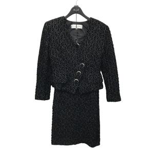 【値下げ】Christian Dior セットアップ ノーカラーショートジャケット スカート ブラック サイズ：JK9／SK9 (EC)｜kindal