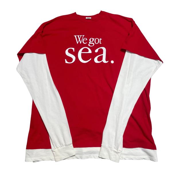 シー Sea 4XL レイヤード Graphic L／S TEE レッド×ホワイト サイズ：Free