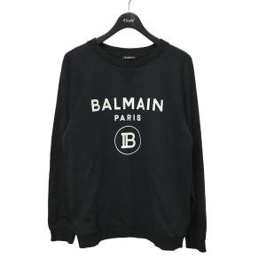 バルマン BALMAIN フロッキープリントロゴ クルーネックスウェット SF13602J163 ブ...