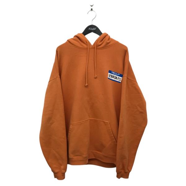 ヴェトモン vetement my name is パーカー オレンジ サイズ：XS