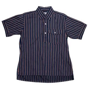 Engineered Garments ストライプボタンダウンシャツ ネイビー サイズ：XS (神戸三宮センター街店)｜kindal