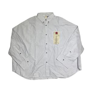 【値下げ】SHINYA KOZUKA GIANT SHIRT ストライプボタンダウンシャツ／2302SK44 ホワイト×ネイビー サイズ：M (神戸元町店)