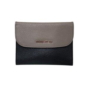 ミュウミュウ MIU MIU マドラスビコローレ カードケース 5M1372 グレー×ブラック