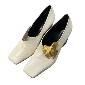 CELINE フィービー期 Brass Heart Pumps 擦れ汚れ パンプス ホワイト×ゴールド サイズ：35 1/2 (22.5~2