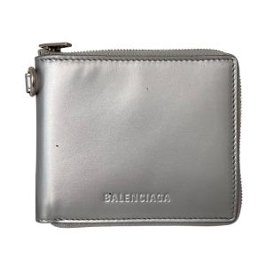 バレンシアガ BALENCIAGA ストラップ付 コンパクトウォレット 664043 23VGY シルバー
