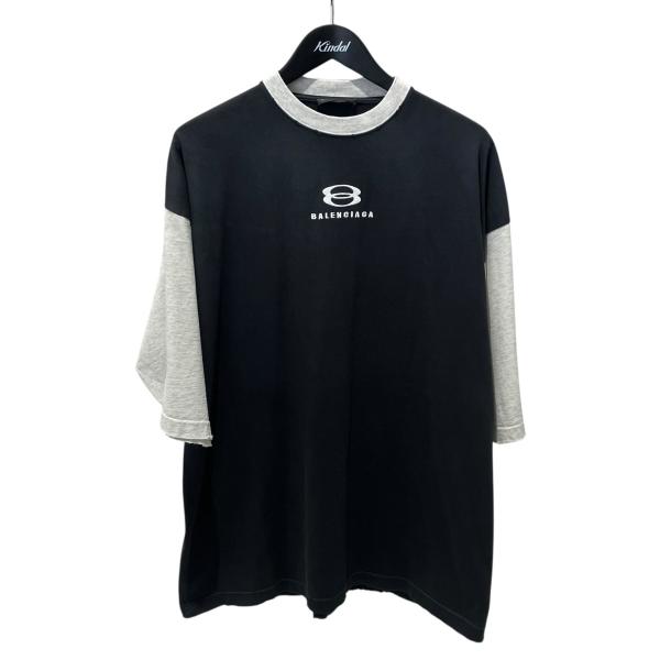 バレンシアガ BALENCIAGA ロゴ刺繍UNITY7分袖Tシャツ Tシャツ 699190 ブラッ...