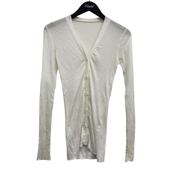 ヨー ビオトープ yo biotop Sheer rib V cardigan ホワイト サイズ：F...