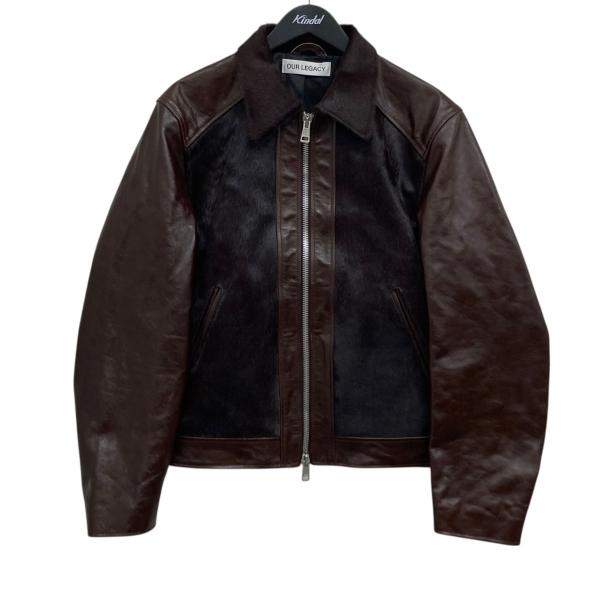 【値下げ】OUR LEGACY ANDALOU JACKET レザーハラコジャケット ブラウン サイ...