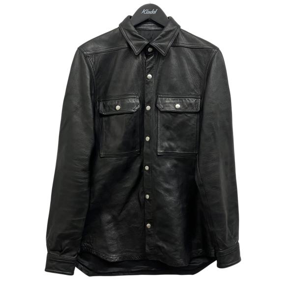 リックオウエンス RICK OWENS レザーシャツ ブラック サイズ：44