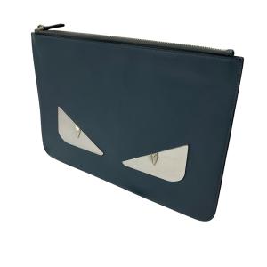 フェンディ FENDI モンスタークラッチバッグ ネイビー×シルバー サイズ：-