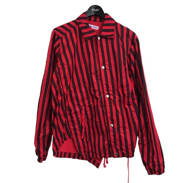 【値下げ】COMME des GARCONS SHIRT ねじれストライプコーチジャケット レッド ...