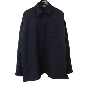 【値下げ】PRADA ギャバジンシャツ ネイビー サイズ：36 (銀座店)｜kindal