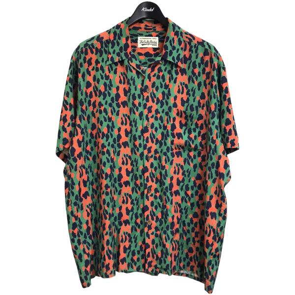 【値下げ】WACKO MARIA 総柄オープンカラーシャツ グリーン×レッド サイズ：XL (銀座店...