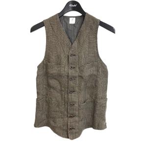 アナトミカ anatomica グレンチェックリネンジレ ブラウン×グレー サイズ：XS｜kindal